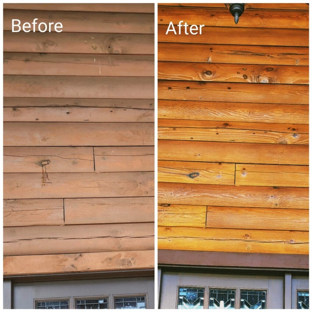 log home staining nashville tn - before and after
